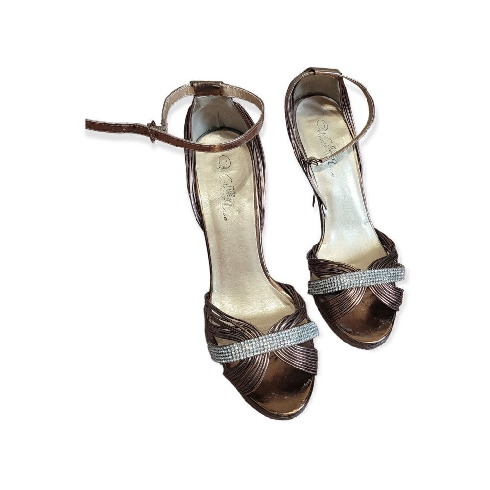Bronze Metallic Platform With Rhinestones